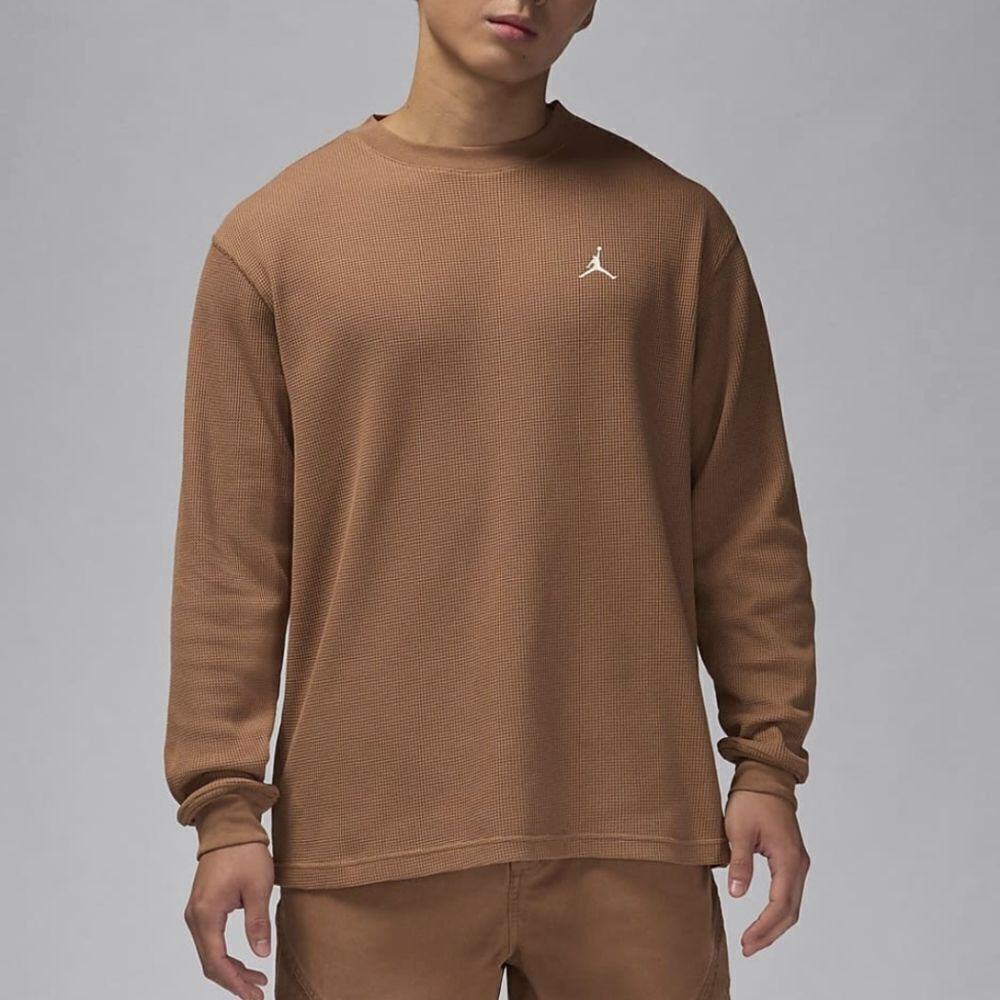 Air Jordan Essentials Thermal Long-Sleeve T-Shirt Brown Tan Men's Small S New LE